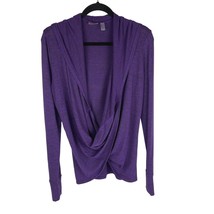Zella Faux-Wrap Lightweight Hooded Knit Active Top Purple Sz. M - $369.07 MXN