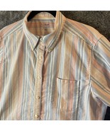 LL Bean Shirt Womens Large Colorful Striped Easter Pastel Cuffed Button Up - £7.38 GBP