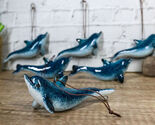 Set Of 6 Nautical Blue Dolphins Ocean Marine Wall Hanging Decor Tree Orn... - $45.99