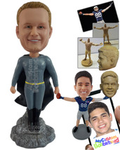 Personalized Bobblehead Superhero In Action Costume Standing On A Mountain Top - - £71.96 GBP
