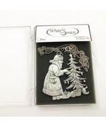 White Swan Santa Claus Christmas Tree 1992 Ornament Necklace Vintage - $27.15 CAD