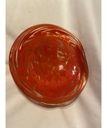 Craig Campbell Art Studio Glass Signed Red Clear Curved Side Candy Dish - £15.58 GBP