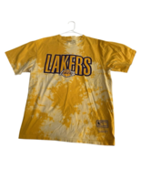 Mitchell &amp; Ness LA Lakers Nba Distressed T Shirt Gold Tie Dye Big Logo M... - $40.14 CAD