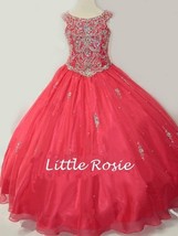 NEW Little Rosie Girls Long National Level Pageant Dress LR2120 Cherry 1... - $420.40