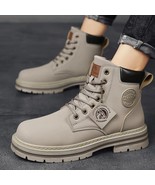 High Top Boots Men Leather Shoes Fashion Motorcycle Ankle Military Boots... - £41.97 GBP