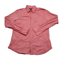G by Guess Shirt Mens M Pink Long Sleeve Solid Casual Button Up Collared Top - £18.28 GBP
