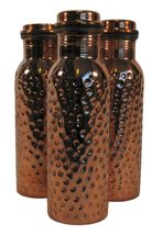 Terrapin Trading Ltd 3 x Pure Copper Hammered Ayurvedic Water Bottles Yoga Sport - £37.88 GBP