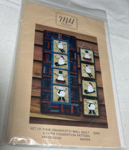 NEW 2000 MH Designs Sewing Pattern Snowmen Wall Quilt Ornaments Vntg - $8.42