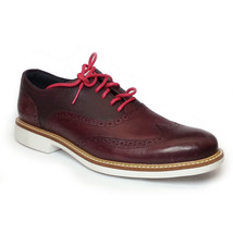 Cole Haan Men Size 8.5 Leather Great Jones Wing Tip Oxford Red Shoes C11524 - £114.41 GBP