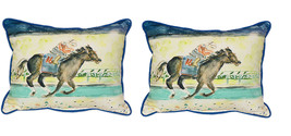 Pair of Betsy Drake Derby Winner Large Indoor Outdoor Pillows 16x20 - £71.23 GBP