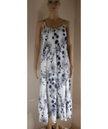Valentina Naldi 100% Linen Navy Floral Print on White Midi Summer Dress ... - £43.71 GBP