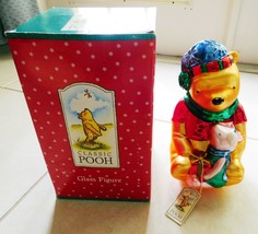 CHRISTMAS 11&quot; Disney Winnie The Pooh Lg Glass Figure Midwest Of Cannon Falls (A) - £20.55 GBP