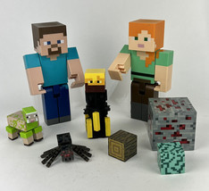 Minecraft Mixed Toy Lot Action Figures with Blocks Alex Steve Light Up Redstone - £23.26 GBP
