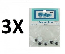 6 Pack Sew-on Wiggly Eyes (3 Packs) - $5.92