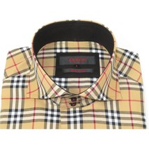 Men's AXXESS Turkey Sports Dress Shirt 100% Soft Cotton High Collar 724-21 Tan image 12