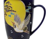 Blue Moon Japanese Crane 15oz Porcelain Tea Mug With Lid Stainless Steel... - $24.99