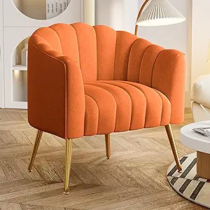 Oversized Pumpkin Couch Accent Chair, Modern Comfy Velvet Upholstered Ba... - $296.99