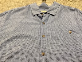Batik Bay Men X-Large Blue Geometric Button Up Rayon Shirt Short Sleeve - £9.34 GBP
