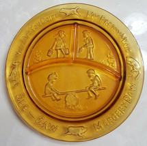 Amber GLASS Child’s Tiara Divided Plate See-Saw Margery Daw Nursery Rhyme - £7.23 GBP