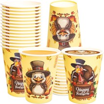 Thanksgiving Party Supplies Turkey Disposable Paper Cups For Fall Autumn Party D - £12.76 GBP