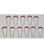 e5) Holiday Red Shower Curtain Rings Hooks Acrylic Roller Balls Stainles... - $5.93