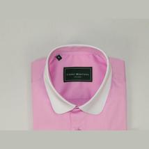 Men 100% Cotton Shirt CIERO MONTERO Turkey #STN 05 Pink/White Collar Slim Fit image 6