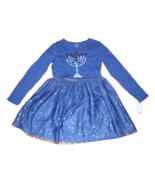 NWT Cat &amp; Jack Blue Hanukkah Dress Flip Sequin Menorah Girls Size XL 14/16 - £11.85 GBP