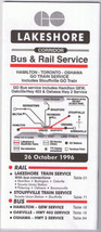 Go Lakeshore Corridor Bus &amp; Rail Service October 1996 - $2.72