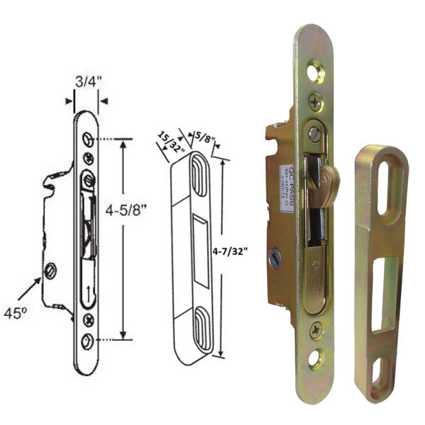 Sliding Glass Patio Door Replacement Mortise Lock, 45 Degree Keyway, wit... - $19.75