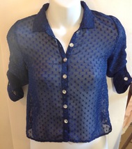 Self Esteem Girls Size 6 Blue Lace Back Blouse Shimmery Faceted Buttons - £4.27 GBP
