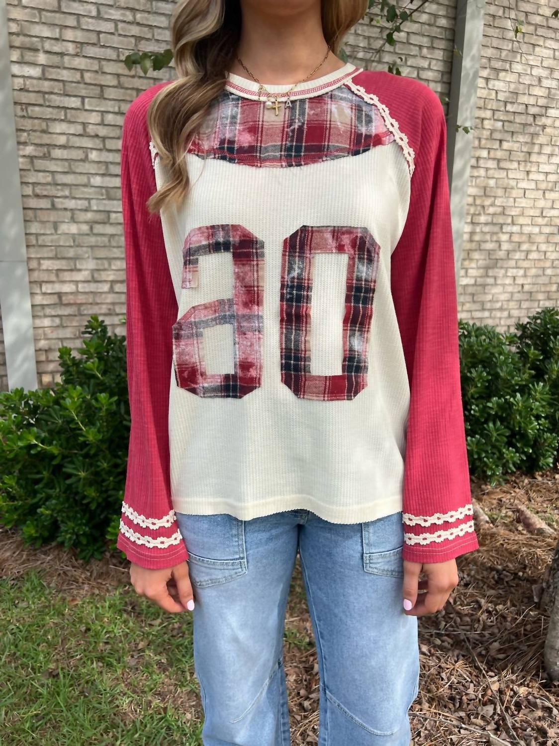 Pol Varsity Waffle Knit Top Rose - $47.00
