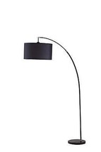 86&quot; Sleek Black Arc Floor Lamp With Black Drum Shade - £194.38 GBP