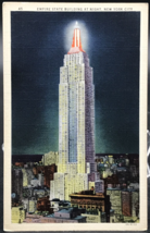 Empire State Building at Night New York City NY Linen Postcard Frank E. Cooper - £4.70 GBP