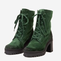 The Elera Green Leather Block Heel Women Boot image 3