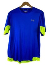 Under Armour Shirt Size Medium Mens Blue Green Running Short Sleeve Dri Fit Top - £22.27 GBP