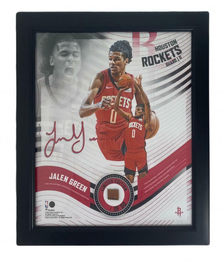 JALEN GREEN Rockets Framed 15&quot; x 17&quot; Game Used Basketball Collage LE 1/50 - $295.00