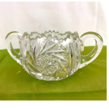 VTG American Brilliant Crystal Sugar Bowl Clear Cut Glass HEAVY Sawtooth - £18.70 GBP