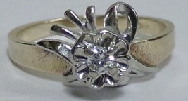 TRU BLU 14k Yellow White Gold .07ct Minor Diamond Engagement Ring Sz 5.25 - £200.31 GBP