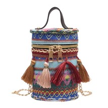 s Tote Straw Bag Shoulder Messenger Handbags Women Straw Chain Crossbody Rattan  - £21.85 GBP