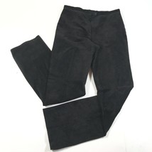 New Frontier Suede Leather Pants Womens 8 Black Straight Leg Biking Modern - £22.00 GBP