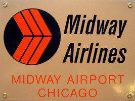 Midway Airlines Airplane Plane Flight Flying Vintage Aviation Metal Sign - $45.00