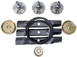 Deck Replacement Kit Spindles Belt Idlers Pulleys Blades GY20454 GY21098 GX20571 - £124.76 GBP