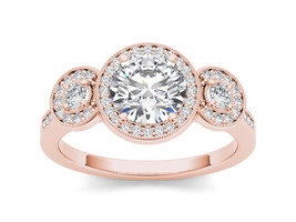 14K Rose Gold 1 1/2ct TDW Diamond Three Stone Ring - £3,397.25 GBP