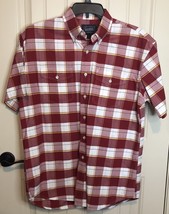 Classic Western Red White Plaid Shirt SS Large Cowboy - £9.90 GBP