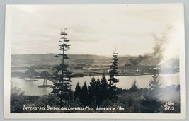 1939 DOPS RPPC Interstate Bridge Longbell Mill Longview WA Real Photo Postcard - £7.50 GBP