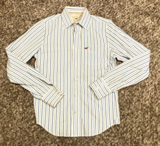 Vintage Hollister Shirt Mens Extra Small Blue Striped Button Up Long Sle... - $24.55