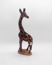 Solid Wood Handmade Carved Giraffe Figurine Made in Kenya 8 in Brown Spots Decor - £11.34 GBP