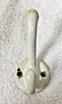 Vintage Porcelain Over Cast Iron Double Wall Hook Wall Plate is 1.5 inch - $22.28