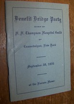 1935 FF THOMPSON HOSPITCAL BENEFIT BRIDGE CLUB SCORE CARD CANANDAIGUA NY... - $9.89