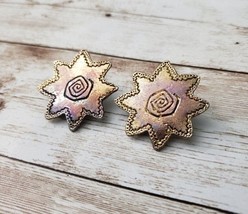 Vintage Clip On Earrings - Industrial Style Large Statement Star Shape - $14.99